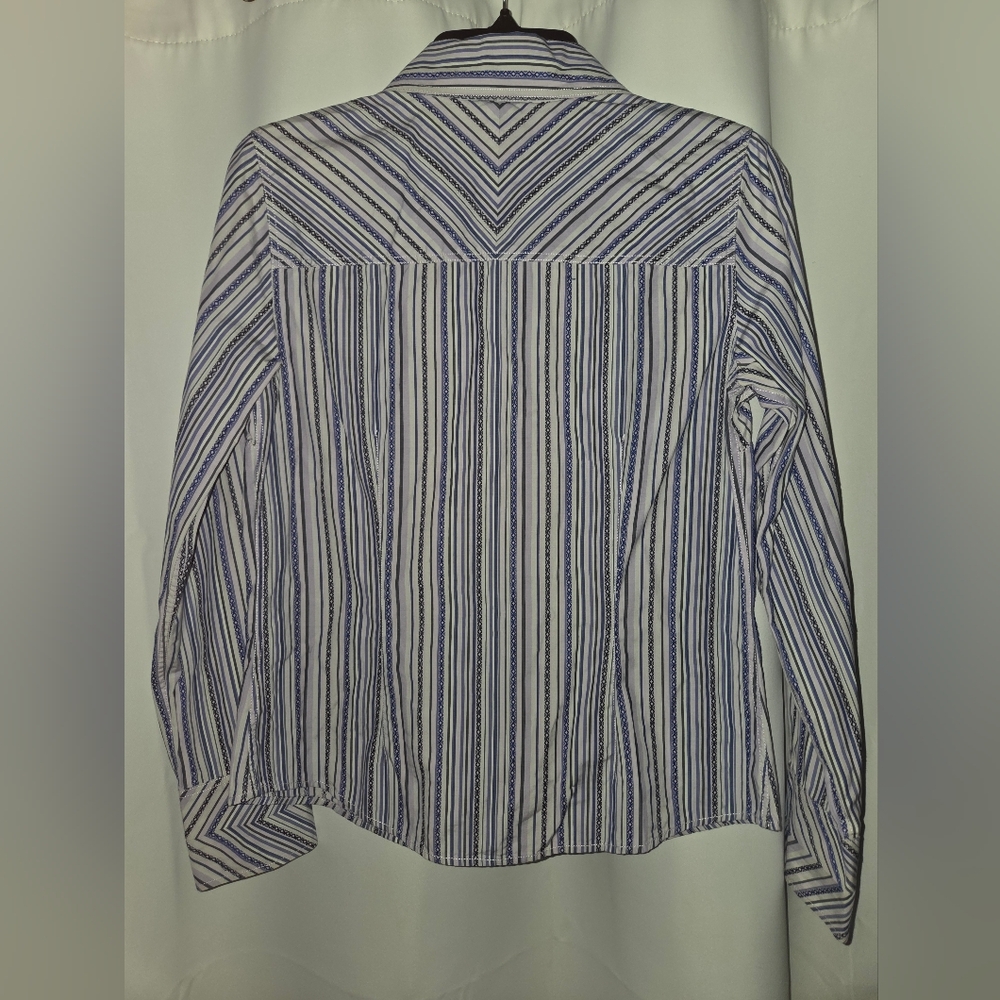 Tommy Hilfiger Blue Western Striped Button Down Y2K - Picture 3 of 4